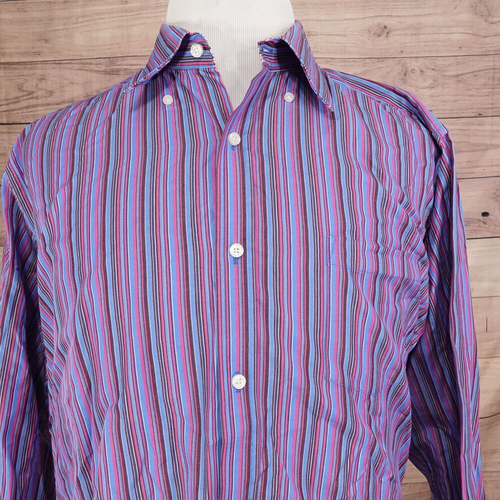 TAILORBYRD COLLECTION STRIPED‎ COLOR BLOCK BUTTON DOWN SHIRT MENS XL